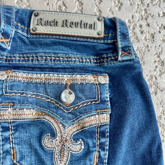 Rock Revival Womens Jeans size 25 Boot, Cut, Betty Embellished Rhinestone Bling - Picture 3 of 10
